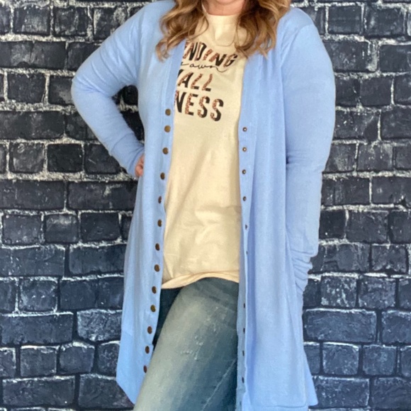 Plus Size Blue Cardigan - Picture 1 of 3